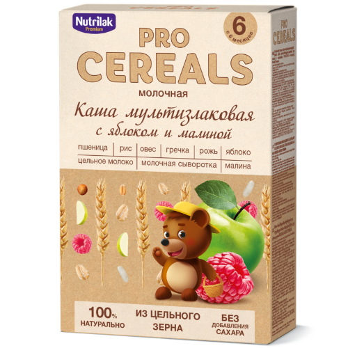 Nutrilak premium - porridge with milk. multigrain with apple and raspberry /6 months+/ 1004