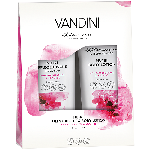 VANDINI - NUTRI Duo Shower Gel  Body Lotion Peony Blossom  Argan Oil 2X200ml 0270/0979/1259