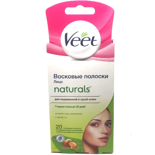 veet - wax strips for normal and dry skin 'Naturals' with shea oil flavor /+ 4 towels/ 7349 #20