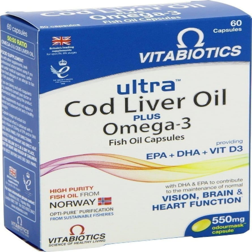 ULTRA 2 IN 1 OMEGA-3 COD LIVER OIL CAPS #60