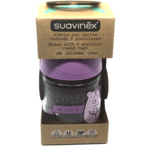 SUAVINEX GLASS BOTTLLE SILICONE 0+M 120 ML 3 P  (0682)