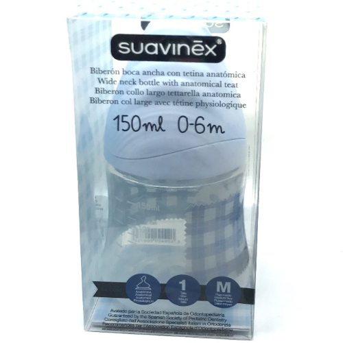 SUAVINEX BOTTLE  SILICONE 0-6M 150ML( 0170) BLUE