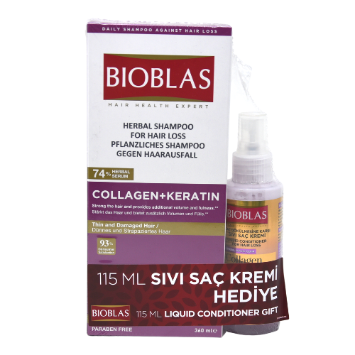Bioblas Collagen Keratin Shampoo 360ml + 115ml Liquid Conditioner
