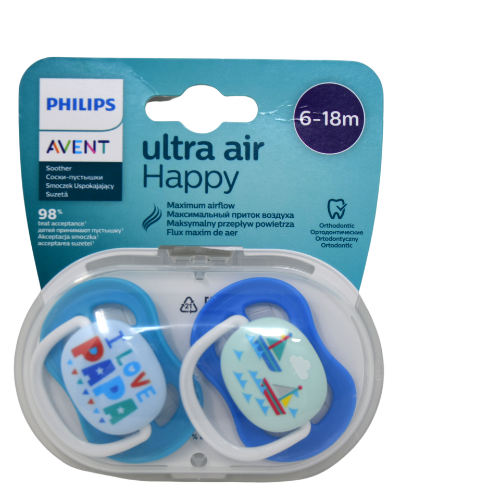 Philips AVENT ultra air soother 6-18m text boy 2pcs