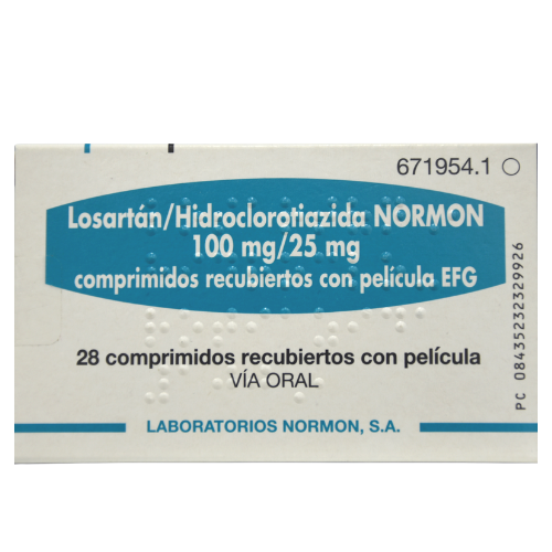 Losartan / Hydrochlorothiazide NORMON 100 mg /25 mg # 28 tablets