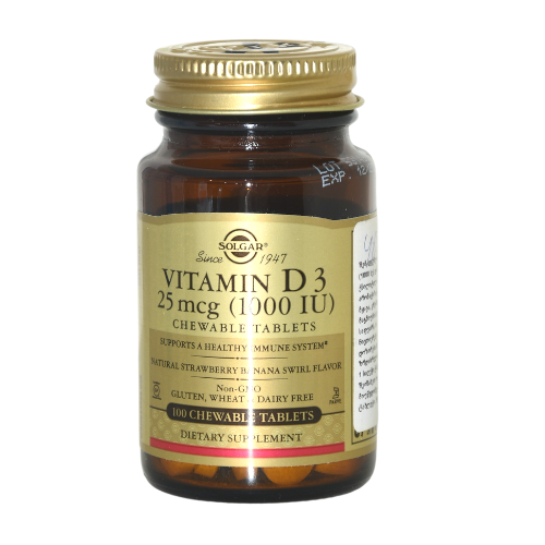 Solgar vit D-3 cheweb tab 1000IU #100