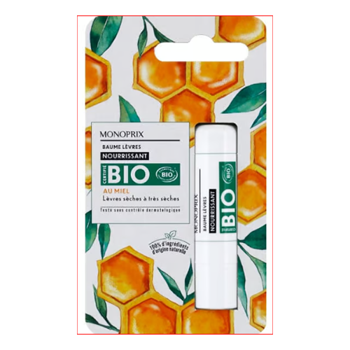 Monoprix Organic Lip Balm Honey 4.8g.