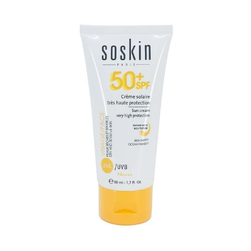 სოსკინ - სახის კრემი მზისგან დამცავი SPF50+ მშრალი/ნორმ/მგრძნობიარე კანის 50მლ
