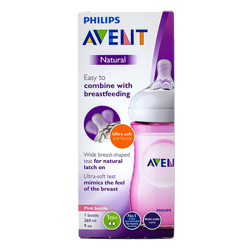 Philips AVENT Bottle Natural 260ml Pink 1m+