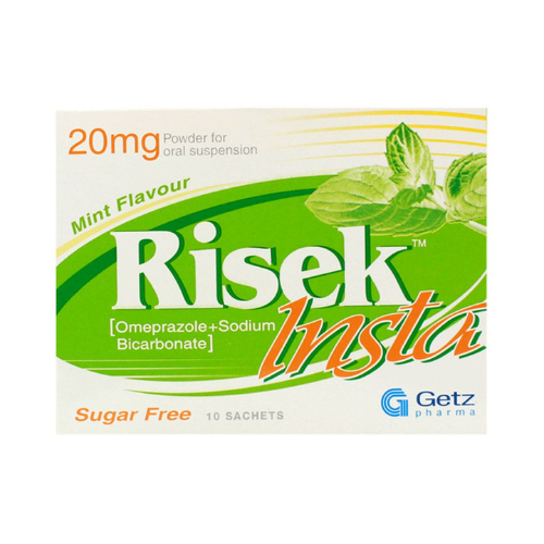 Risek Insta 20mg + 1680mg powder for suspension for oral use sachets №10