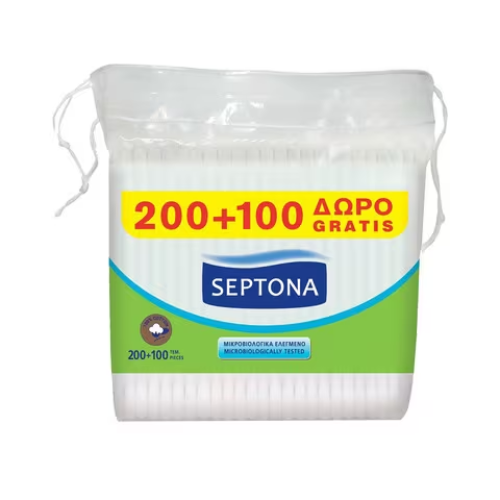 SEPTONA GRATIS COTTON BUDS in a plastic bag with strings 200+100 SEPTONA #300 135-3017/0000