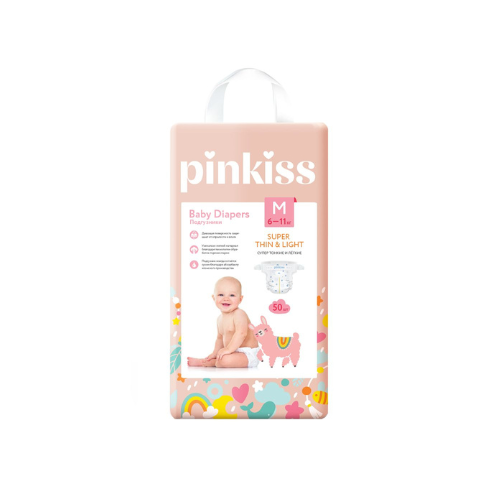 PINKISS DIAPERS  M .50 PSC